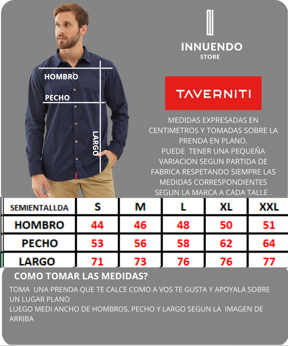 Tabla de talles de TAVERNITI